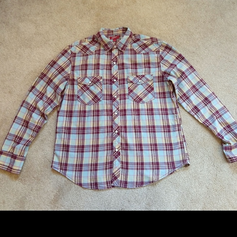Arizona Jean Co. Plaid Snap Button Shirt